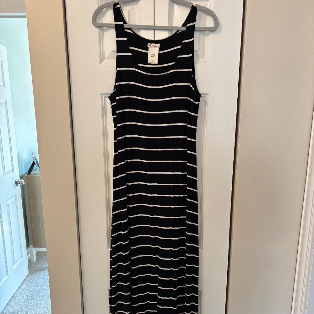 Merona Black and White Striped Maxi Dress